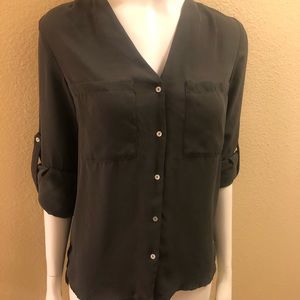 Deep Gray 3/4 Sleeve Blouse